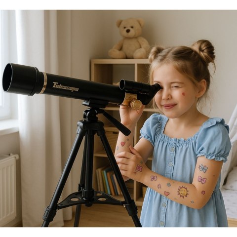 Teleskop Astronomiczny Edukacyjny Aluminiowy Akcesoria Statyw 1.35 M
