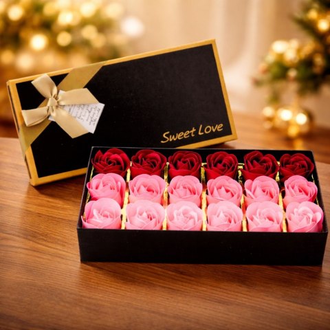 Flower Box Wieczne Pachnące Róże Kwiaty w Pudełku Różowe Czerwone 18 szt.