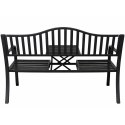 Ławka Ogrodowa Taras Ogród Park Metalowa Oparcie Stolik Czarna 150 cm