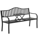 Ławka Ogrodowa Taras Ogród Park Metalowa Oparcie Stolik Czarna 150 cm