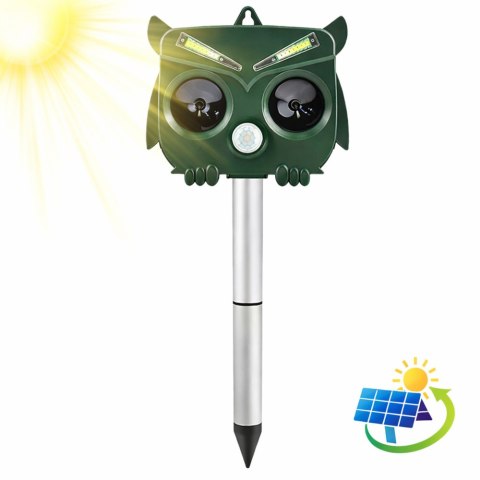 Solarny Odstraszacz Zwierząt Sowa Czujnik Ruchu Ultradźwięki Diody LED