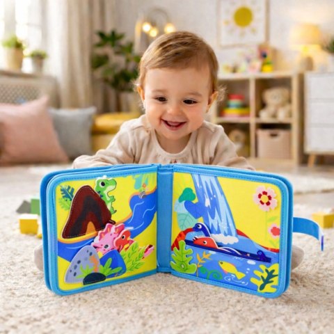 Książeczka Edukacyjna Sensoryczna Filcowa 3D Dinozaury
