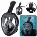 Maska Do Snorkelingu Nurkowania Pełnotwarzowa System AntiFog Czarna L/XL