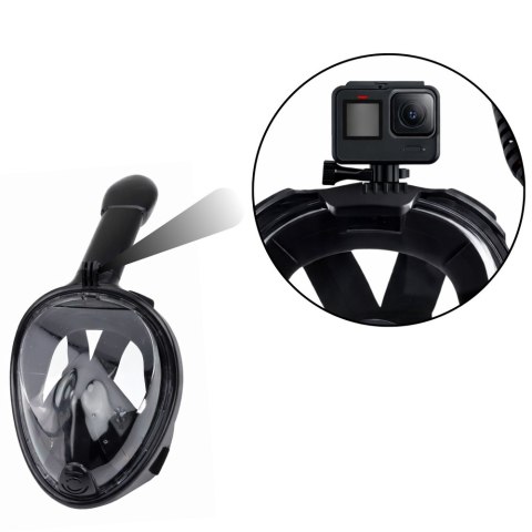 Maska Do Snorkelingu Nurkowania Pełnotwarzowa System AntiFog Czarna L/XL