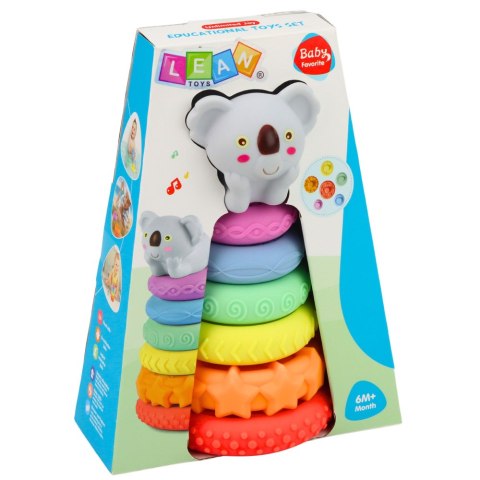 Piramidka Sensoryczna Z Koalą Wieża Edukacyjna Kolorowa 7 el.