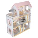 Domek dla lalek drewniany mebelki 78cm róż LED