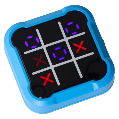 Kółko krzyżyk gra elektroniczna logiczna tic tac toe konsola przenośna niebieska