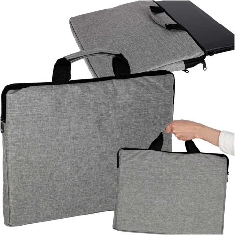 Torba na laptopa 15,6 cali na ramię teczka biznesowa damska męska szara