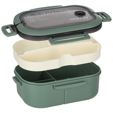 Lunch box śniadaniówka pudełko śniadaniowe z przegródkami dzielone 1200ml zielone
