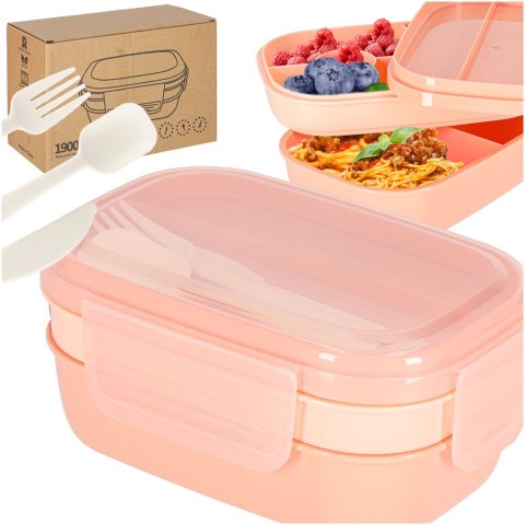 Lunch box śniadaniówka pudełko śniadaniowe z przegródkami dzielone 1900ml pomarańczowe