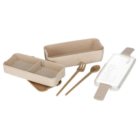 Lunch box śniadaniówka pudełko śniadaniowe z przegródkami dzielone 750ml beżowe
