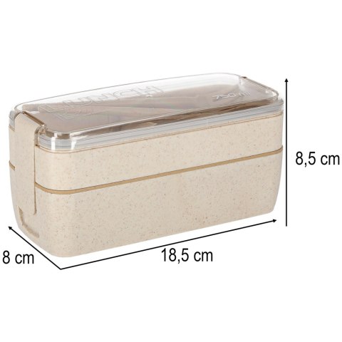 Lunch box śniadaniówka pudełko śniadaniowe z przegródkami dzielone 750ml beżowe