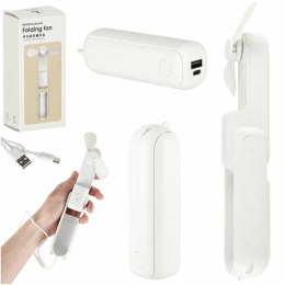 Wiatrak biurkowy wentylator mini ręczny składany wiatraczek przenośny USB biały