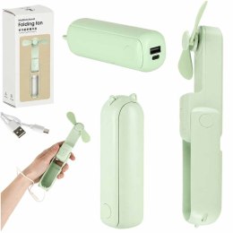 Wiatrak biurkowy wentylator mini ręczny składany wiatraczek przenośny USB zielony