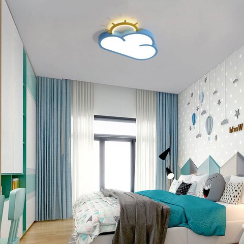 Lampa LED sufitowa plafon do pokoju dziecięcego ściemniana + pilot chmurka niebieska
