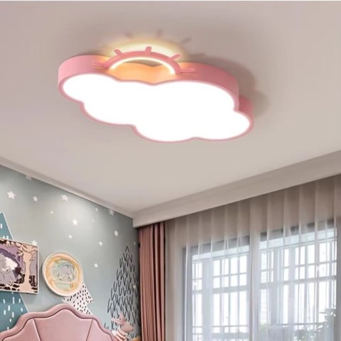 Lampa LED sufitowa plafon do pokoju dziecięcego ściemniana + pilot chmurka różowa