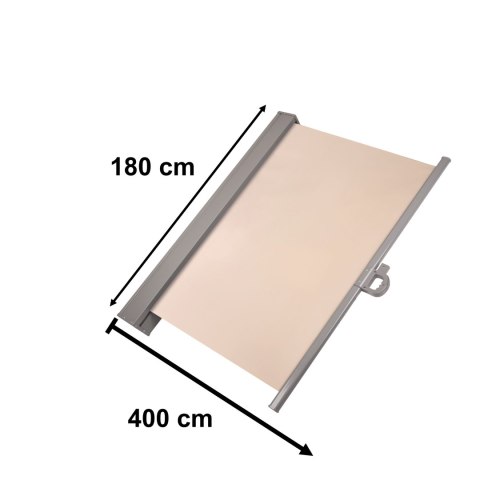 Markiza boczna tarasowa LUARO parawan zwijany 180 x 400 cm beżowy