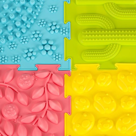 Mata sensoryczna puzzle montessori do masażu stóp 8 elementów pastelowe