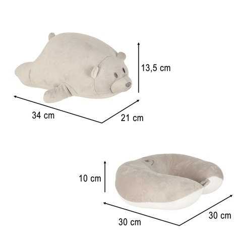Poduszka podróżna 2w1 rogal pod kark do samolotu samochodu maskotka miś