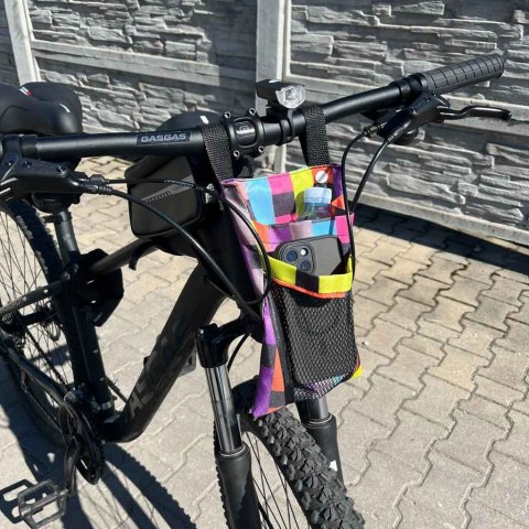 Torba na rower hulajnogę kierownicę telefon sakwa rowerowa kolorowa kratka