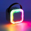 Zestaw do karaoke głośnik Bluetooth 2 mikrofony USB LED 6W różowy