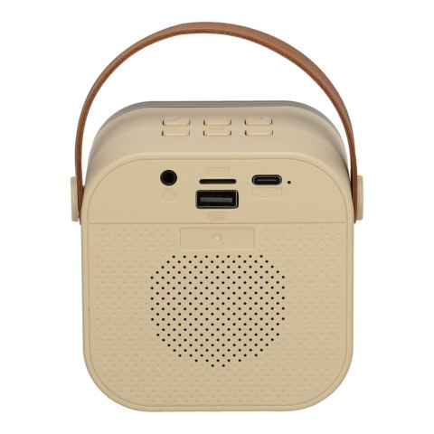 Zestaw do karaoke głośnik Bluetooth mikrofon USB LED beżowy