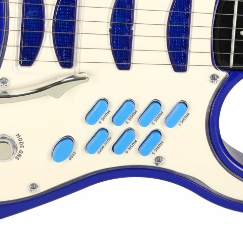 Gitara elektryczna rockowa ze wzmacniaczem mikrofonem dla dzieci niebieska