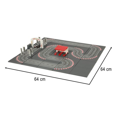 Tor wyścigowy samochodowy elektryczny policyjny 2 auta autka kontrolery zakręty klocki konstrukcyjne GD-03