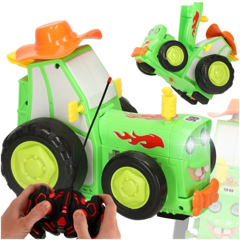 Traktor ciągnik zdalnie sterowany na pilota RC skaczący tańczący dźwięk zielony