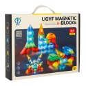 Klocki magnetyczne konstrukcyjne świecące elementy figury 3D 64 el.