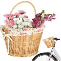 Koszyk rowerowy wiklinowy na rower RALLEX przedni pleciony click w kwiaty