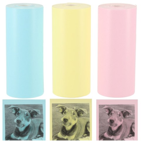 Rolki termiczne papier do drukarki aparatu 5,7cm x 3m 3 sztuki kolorowe