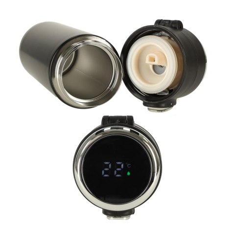 Kubek bidon termiczny z ustnikiem termos LED 350ml czarny