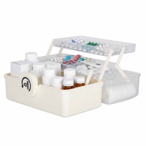 Organizer na leki pojemnik pudełko kasetka apteczka duży XL na zamek skrzynka 29x19x15,5 cm