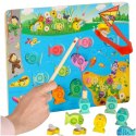 Gra drewniana rybki łowienie rybek na magnes pszczółki montessori