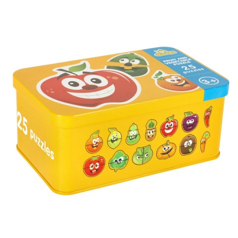 Puzzle dla dzieci układanka w puszce owoce warzywa 50 puzzli 25 obrazków