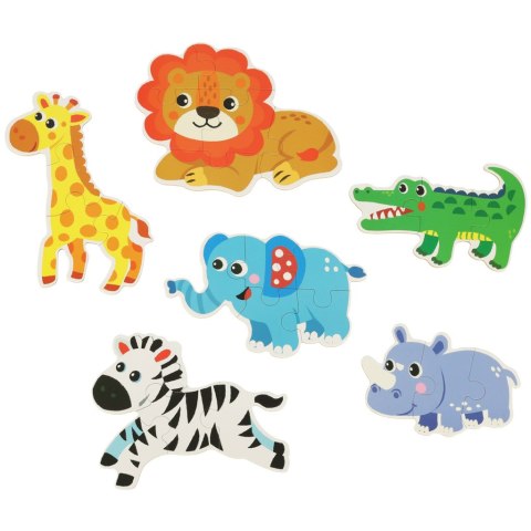 Puzzle dla dzieci układanka w puszce zwierzątka safari 25 puzzli 6 obrazków