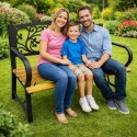 Ławka Ogrodowa Park Taras Ogród Metalowe Oparcie Drewniana Zdobiona 118 cm