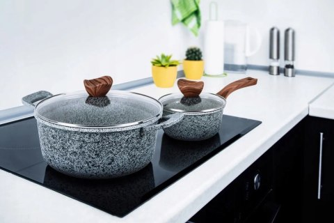 Zestaw komplet garnków GRANITOWYCH 8 el. INDUKCJA /GAZ KAMIEŃ do PIEKARNIKA
